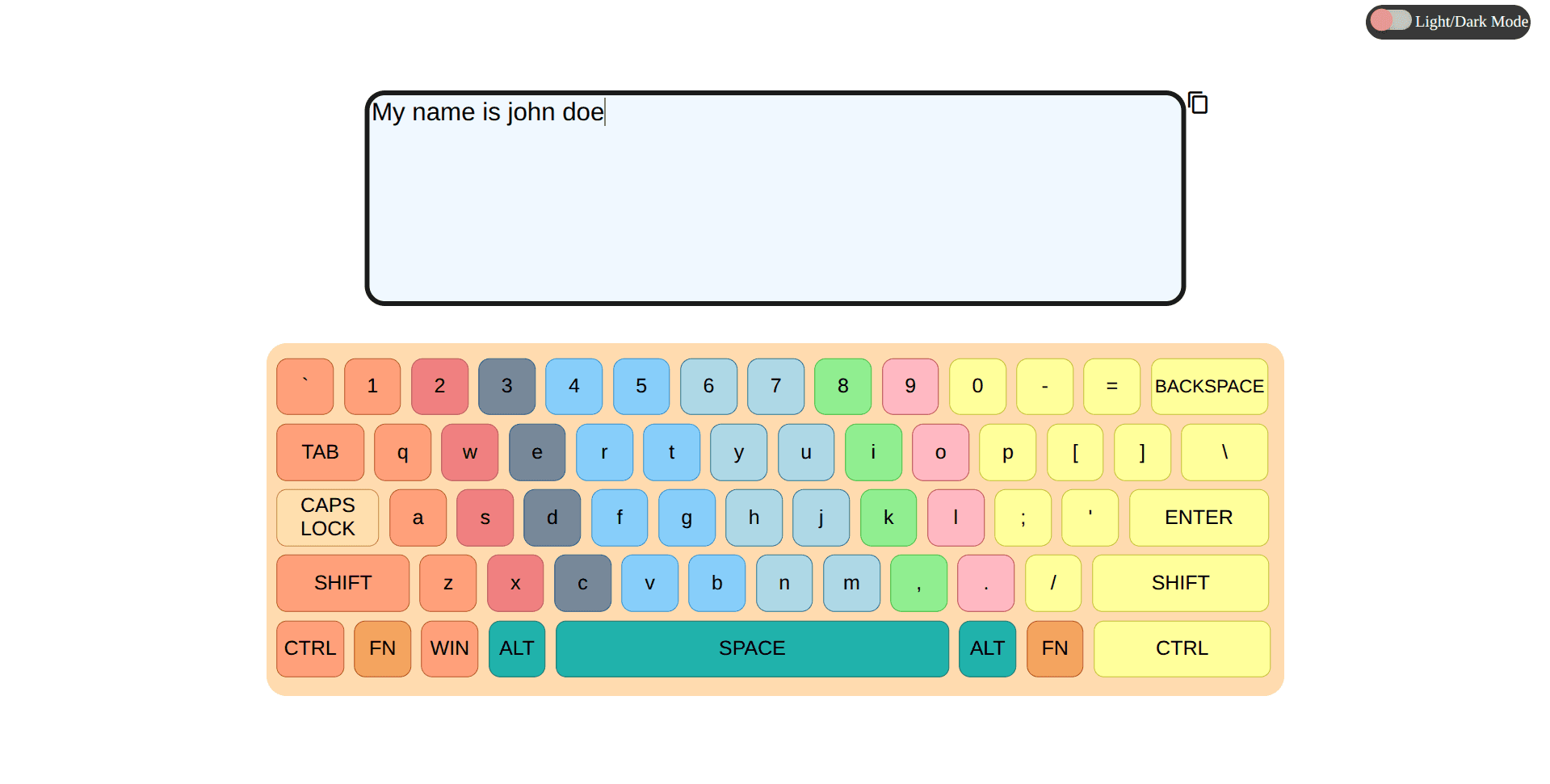 Screenshot of Virtual Interactive Keyboard