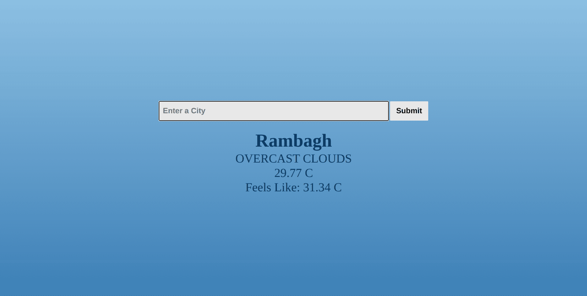 Screenshot of Weather App